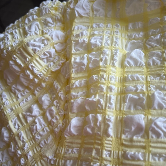 Seersucker summer lined top with elastic sleeves puffy sleeves. - Picture 7 of 9